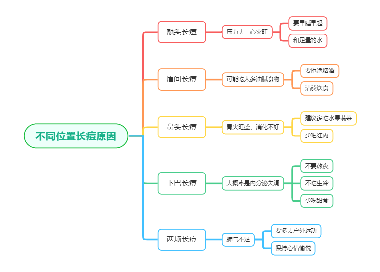 不同位置长痘原因